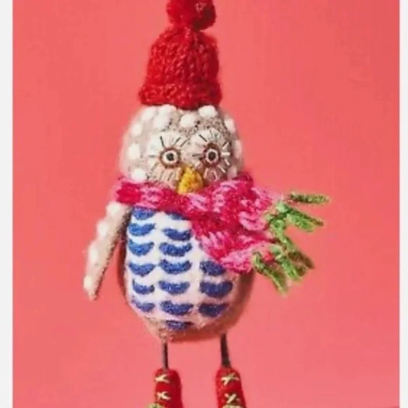 Anthropologie Other - NWT Anthropologie Felt Ice Skating Owl Christmas Tree Ornament